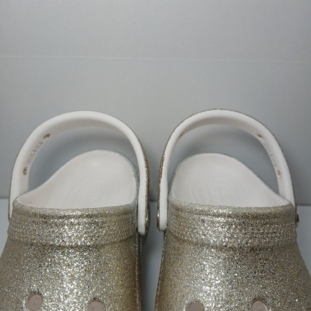 Croc Platform Glitter Ombre Silver Gold Slip on Classic High Heel Clogs Size 7 - Picture 11 of 16